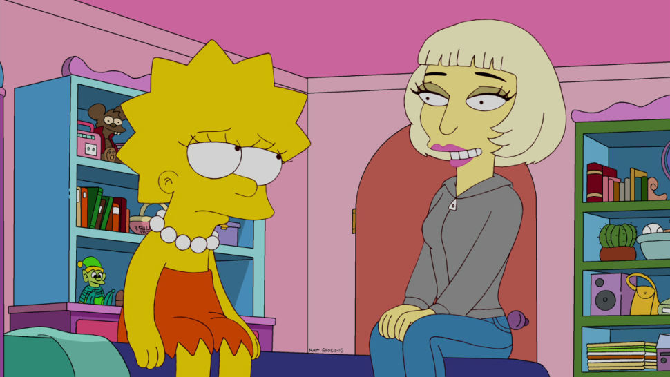 THE SIMPSONS: Lady Gaga (guest-voicing as herself) wants to help Lisa realize that being herself is better than being like anyone else in the "Lisa Goes Gaga" season finale episode of THE SIMPSONS airing Sunday, May 20 (8:00-8:30 PM ET/PT) on FOX. THE SIMPSONS ™ and © 2012 TCFFC ALL RIGHTS RESERVED.