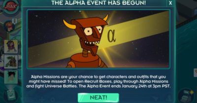 Nuevo minievento en Futurama: Mundos del Mañana - The Alpha Event
