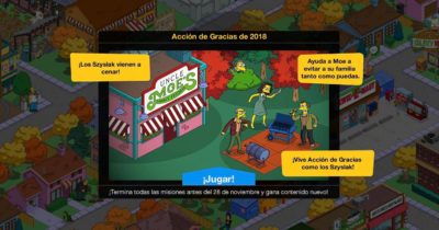 Nuevo minievento en Los Simpson: Springfield - Acción de Gracias de 2018