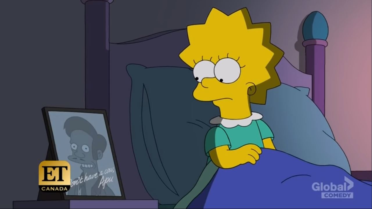 La escena en la que Lisa y Marge hablan sobre Apu en "No Good Read Goes Unpunished"
